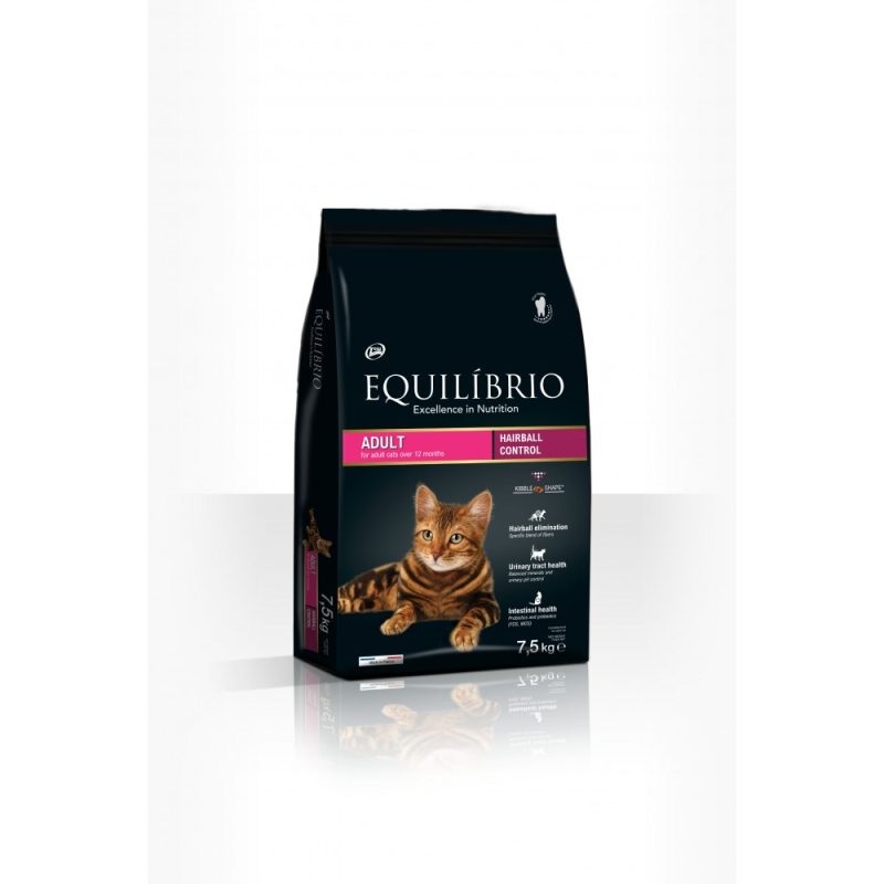 Equilibrio Adult Cat Hairball  Complete food for adult cats to promote natural hairball shedding 7.5 kg