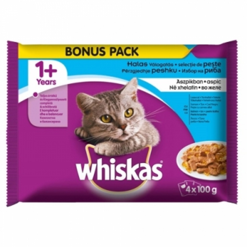 WHISKAS Pouch Multipack Fish in jelly 1+, 4x100g
