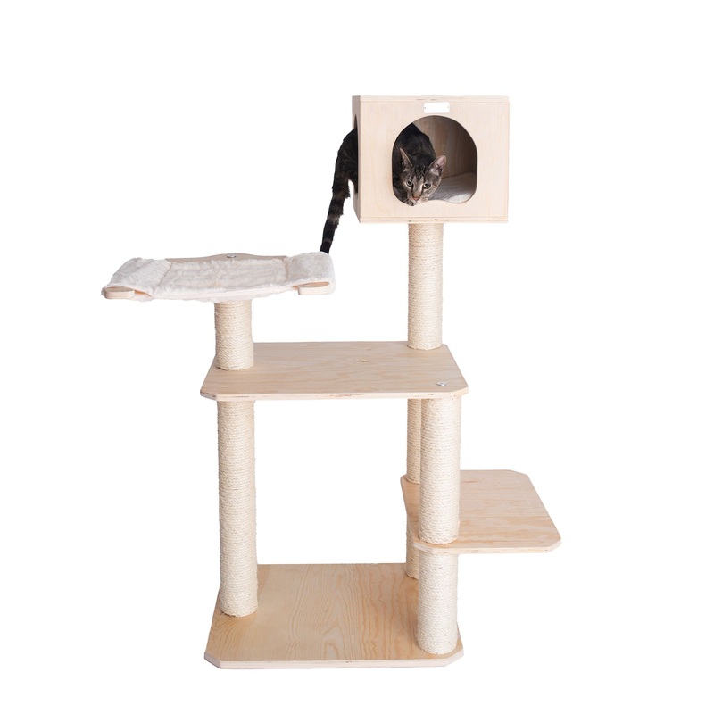 Armarkat 50-in Premium Scots Pine Real Wood Condo & Cat Tree, Tan