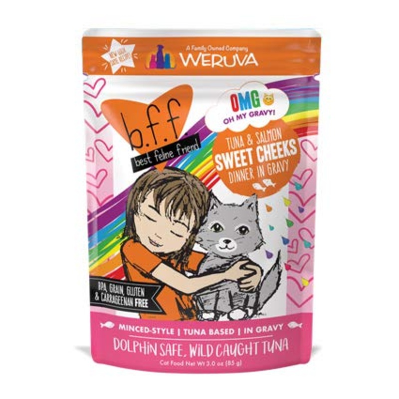 Weruva BFF OMG Tuna & Salmon Sweet Cheeks Dinner in Gravy Pouch 2.8oz