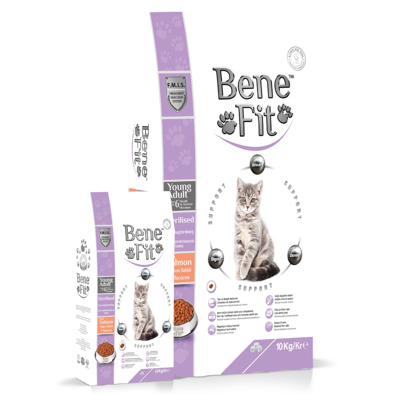 BeneFit Young Adult Sterilised Cat Food With Salmon 12 kg