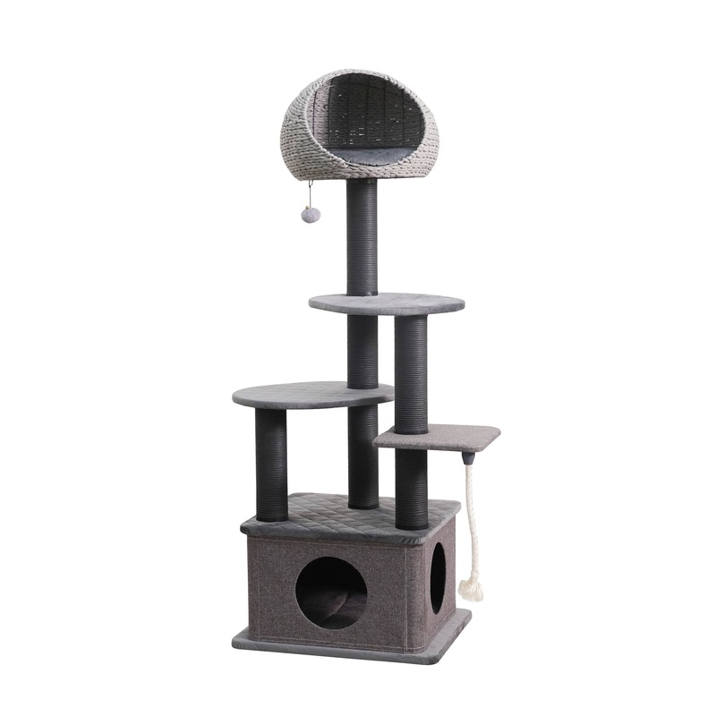 Catry Modern Sustainable Cat Tree – 62″H, 6 Level, Large, CT Tundra