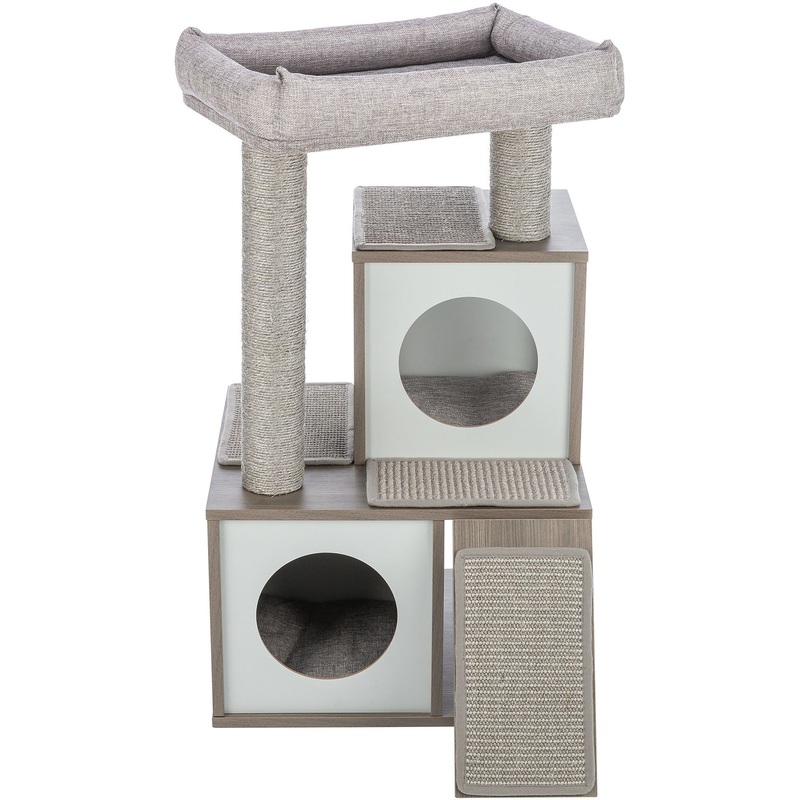 TRIXIE Mali Sisal & Wood 34″ Cat Tree with Scratching Posts & Pads, Condos, Ramp, Bed, Gray