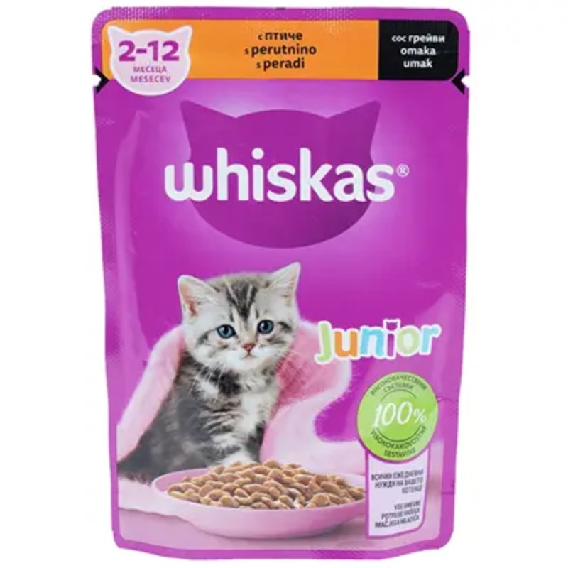 Whiskas Junior Poultry Meat Pouch, 85g.